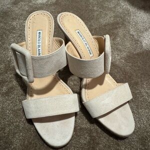 Manolo Blahnik Suede Buckle Heels